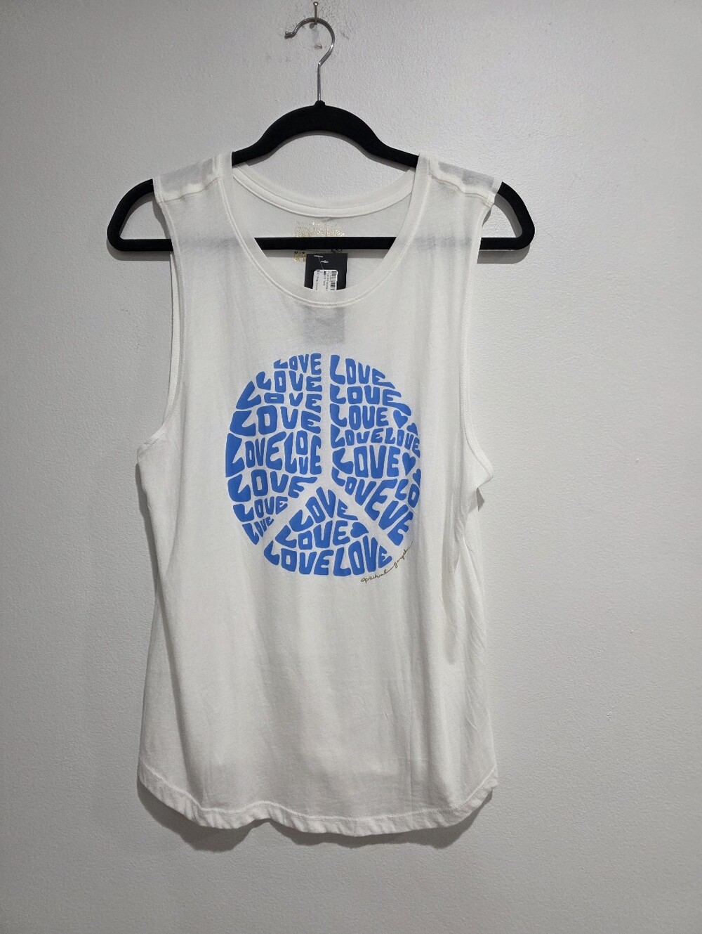 NWT Spiritual Gangster x Peloton Peace Love White Muscle Tank Top Size L​